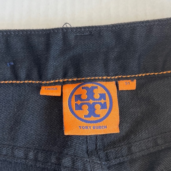 Tory Burch Sz 31 Black Super Skinny Slim Jeans Pants Pockets Logo - Picture 3 of 13